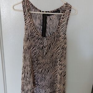 Patterson J. Kincaid Black and Beige Zebra-Print Scoop-Neck Camisole